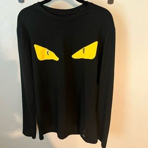 NWOT FENDI MONSTER EYES STUDDED LOGO T SHIRT BLACK YELLOW: BAD BUGS